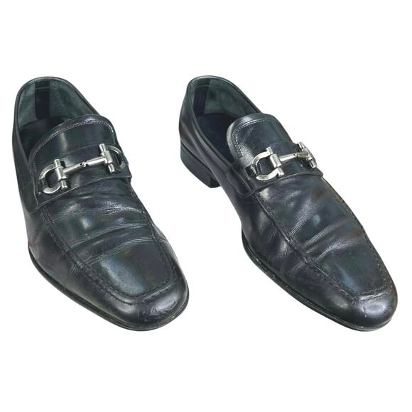 Vintage Salvatore Ferragamo Gancini Black Leather Slip On Loafers Size US 7.5 main image 10